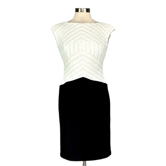 Lauren Ralph Lauren Dresses & Skirts - Ralph Lauren Black White Sequin Colorblock Stretch Sheath Dress size 4